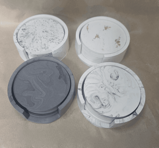 Coasters and holder